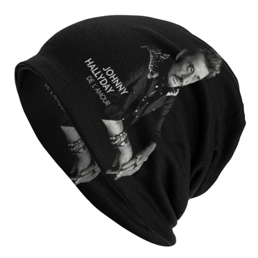 Individuelle Johnny Hallyday Mütze Gestrickte Mütze Unisex Damen Hip Hop Unisex Französischer Popsänger Winter Warm Skullies Beanies Mützen