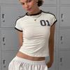 Y2K Foreign Trade Europe Digital Printing Personalized Casual Women's Top Short Round Neck Street Sexy T-shirt