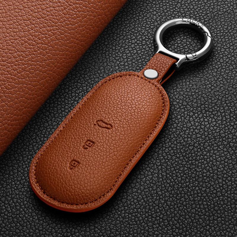 Genuine Leather Key Case for AITO Huawei Wenjie M8/M9, M5/M7 Refresh Car Key Shell