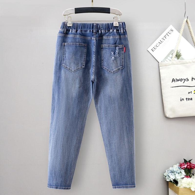 Plus Size Women's Pants Plus Size Women's High Waist Jeans Pants Split Pants Thin Elastic Leggings Jeans with Carrots Comfort Waist Pants