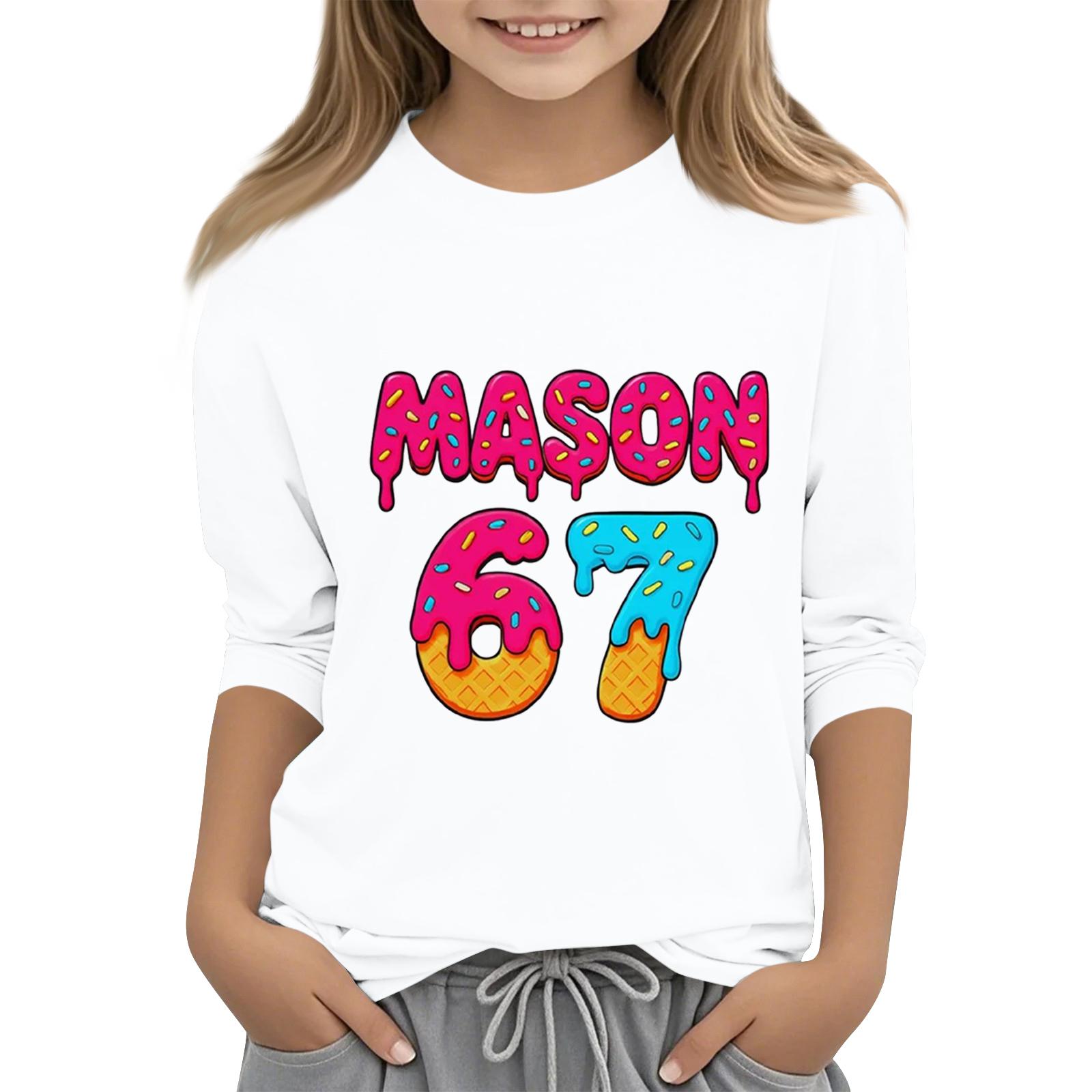 

Children s Fashion Three-Quarter Sleeve Round Neck Printed Casual T-Shirt Top 160 белый