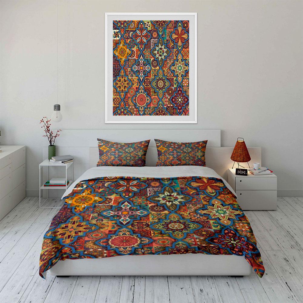 Colorful Geometric Floral Bedding Bedding Duvet Cover Set Duvet Cover Pillowcases (1 * Duvet Cover 2 * Pillowcases, without duvet insert)