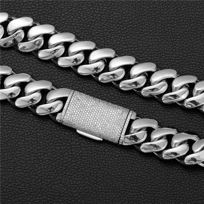 Hip Hop Bling CZ Jewelry High Polished Stainless Steel Cuban Link Chain 20mm Heavy Thick Chunky Cuban Chain Necklace for Men