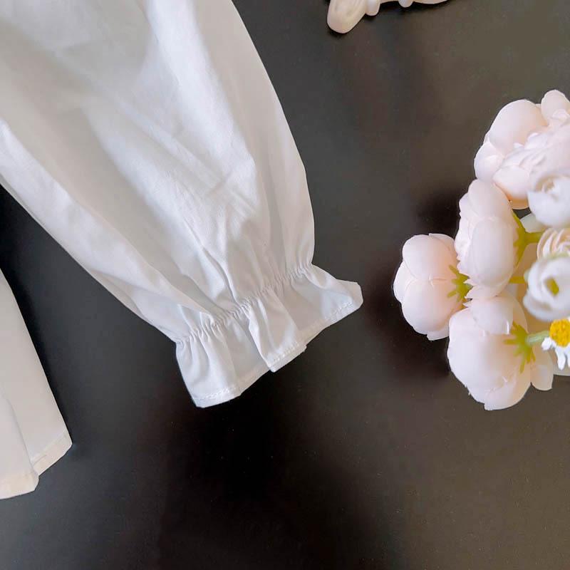 Girls' Stylish Ruffle Sleeve Shirt, Autumn & Spring Korean Fashion, Long Sleeve AQA031