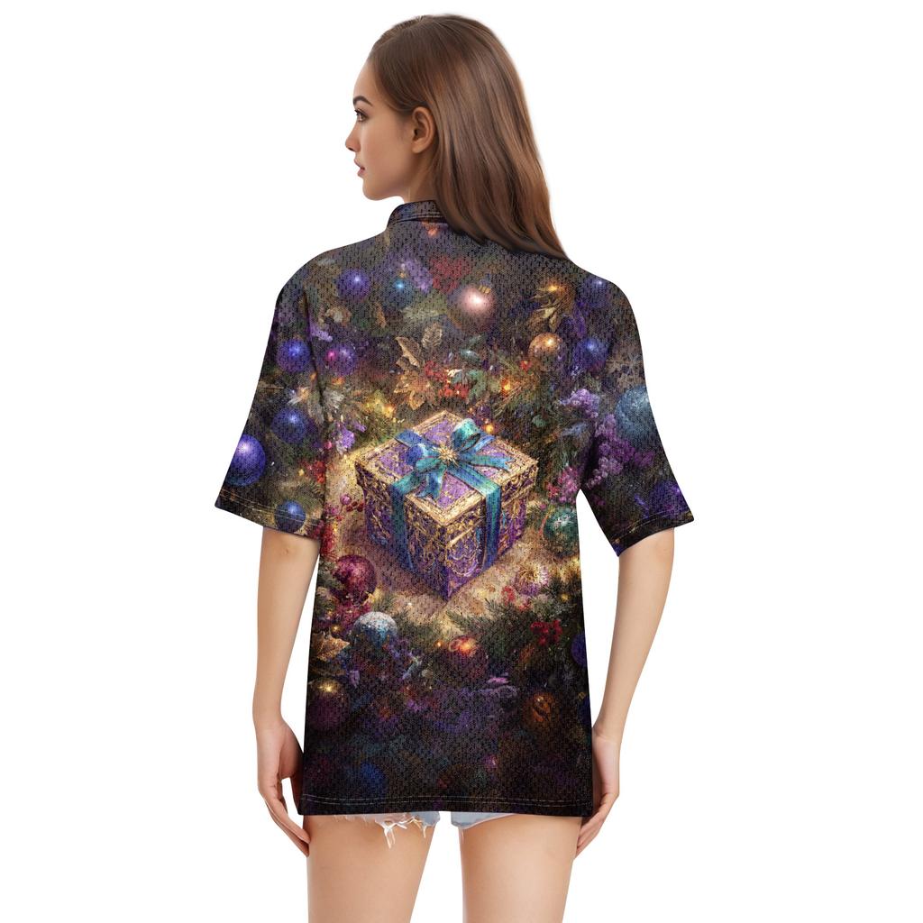 Women's Fashion Casual Lapel Short Sleeve Print Shirt Women's Button Up Tops