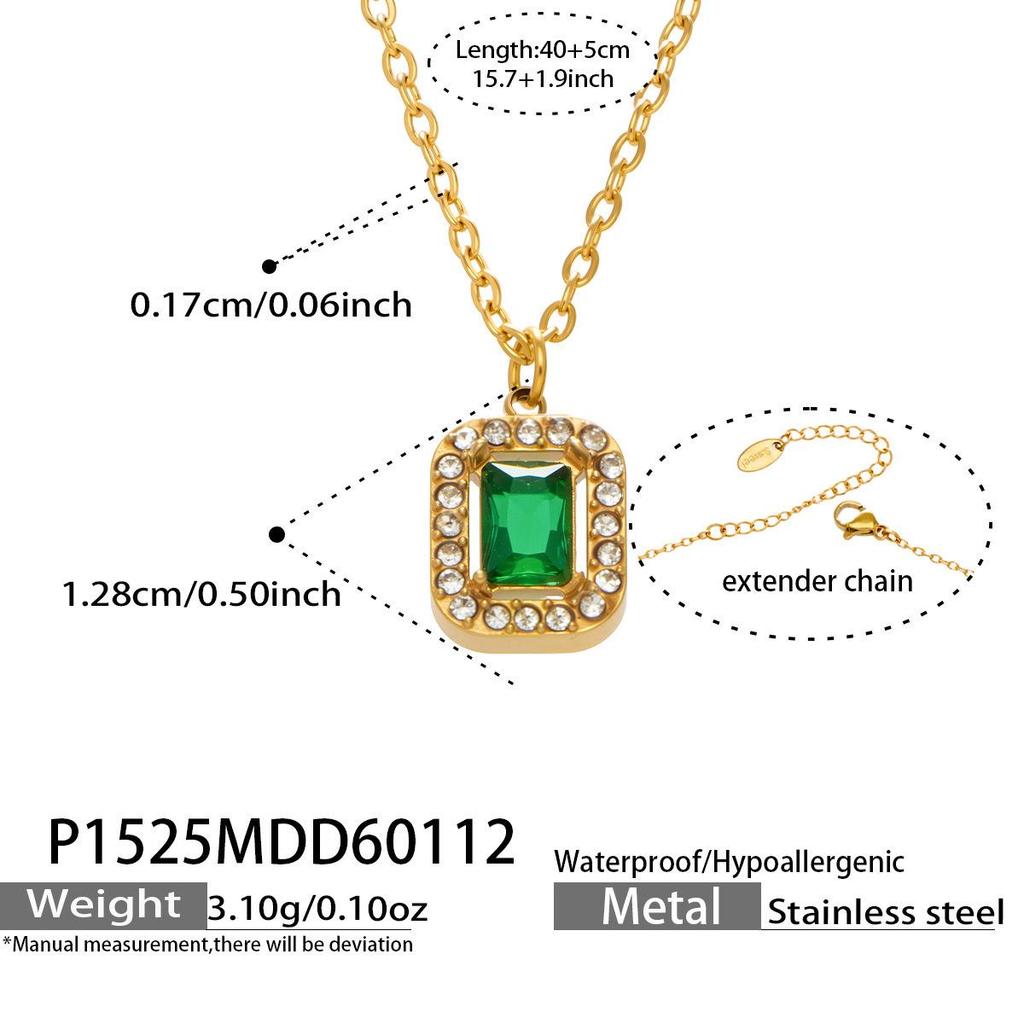 Douyin Trend Wassertropfen Strass Zirkon Anhänger Halskette & Ohrringe Damen Set, 18 Karat Vergoldeter Edelstahl.