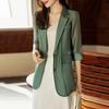 Summer Autumn Korean Fashion Casual Blazers Office Lady Elegant Solid Color Suit Women 3/4 Sleeve Coat Jacket