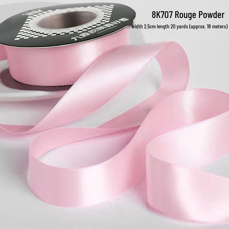 2.5cm Double-Sided Satin Ribbon for DIY, Weddings, Gifts, Bouquets, Cakes, and Bows