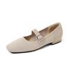 Women's Ballet Flats Square Toe Slip On Shoes Knitted Dress Mary Jane Flats for Women Comfy Causal Work Walking Shoes Mary Jane Shoes With Ankle Strap