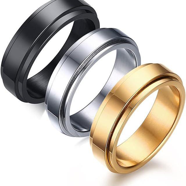 24 New 6mm Smooth European-American Style Wedding Ring with Rotating Decompression Feature