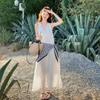 Korean Minimalist V-neck Sleeveless Long Dress for Women – Summer Loose Fit Vacation Outfit