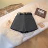 Women Woolen Shorts 2024 Autumn Winter High Waist A‑Line Wide‑Leg Boot Pants Petite Casual Outerwear Shorts