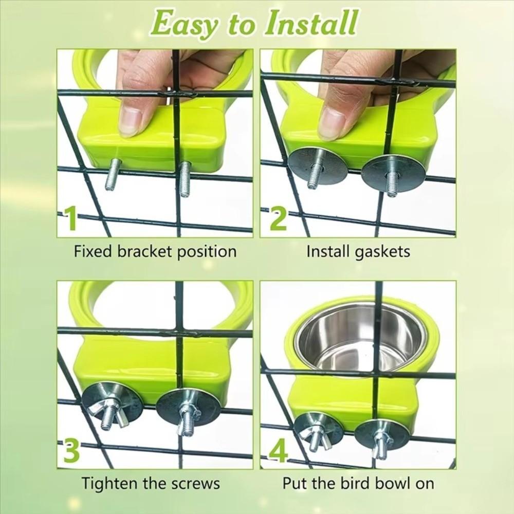 Stainless Steel Bird Food Container Durable Hanging Bird Bowl Bird Feeding Dish Parrot Cage