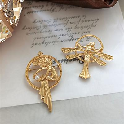 Baroque Women Vinteage Angle Brooches Pins Pearl Matte Suit Clothing Corsage Badges Retro Lady Accessories Brooch Lapel Pin