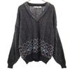 KOMAN 80s 90s Old Long Sleeve V Neck Sweater XL Dark Brown Knit Men's Used