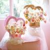 4 Pcs Valentine's Day Gift Bags Heart Shaped Boxes for Flowers Empty Bouquet with Handle Folding Basket for Wedding Arrangement Graduation