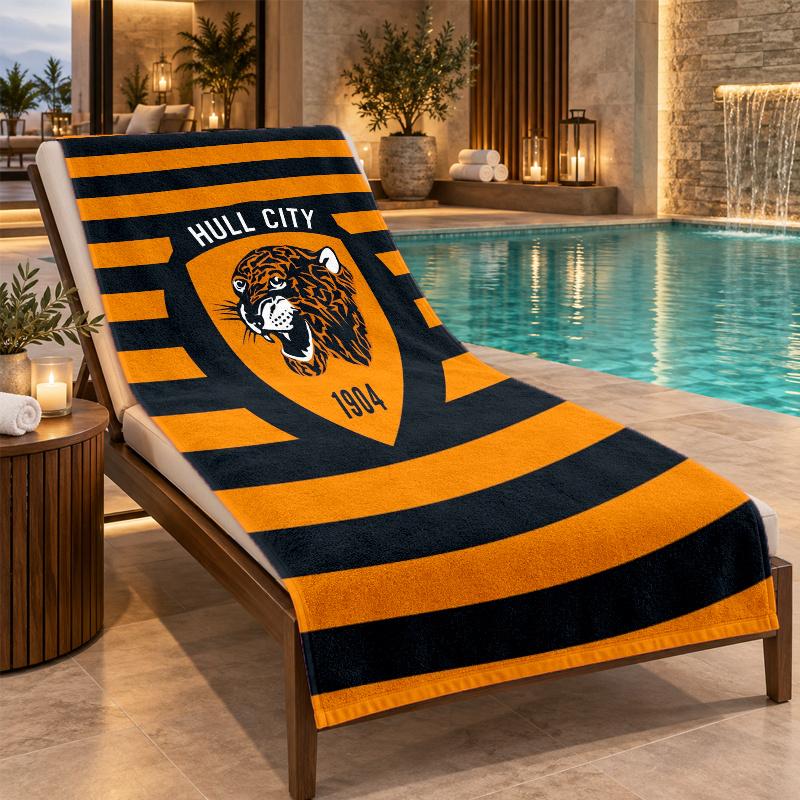 Beach Towel with Hull City Design, Quick Dry Lightweight Towel for Swimming Pool Travel