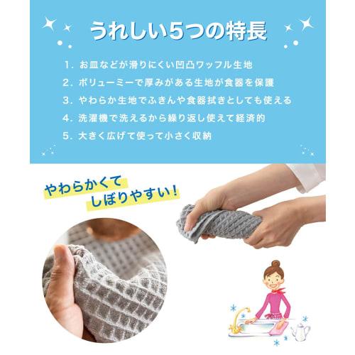 Teijin Atchi Kocchi Dish Drying Mat, 40cm X 45cm, Gray, Made In Japan, Absorbent, Quick-Drying, Antibacterial, Microstar