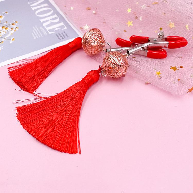 BDSM Flirting Tassels Nipple Clamp with Bells for Sex Pleasure Bondage Gear Breasts Clip for Women Sex Play