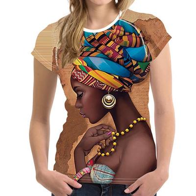Ny Afrikansk T-shirt för Flickor 3D-tryck Etnisk Stil T-shirts Dam Streetwear Kortärmade T-shirts Harajuku Överdimensionerade Y2k Toppar Kläder