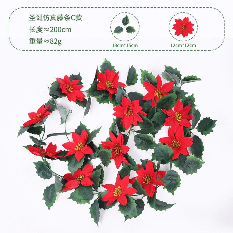 Christmas Rattan European And American Home Decoration Arrangement Artificial Fake Leaves Simulation Christmas Decoration Rattan
