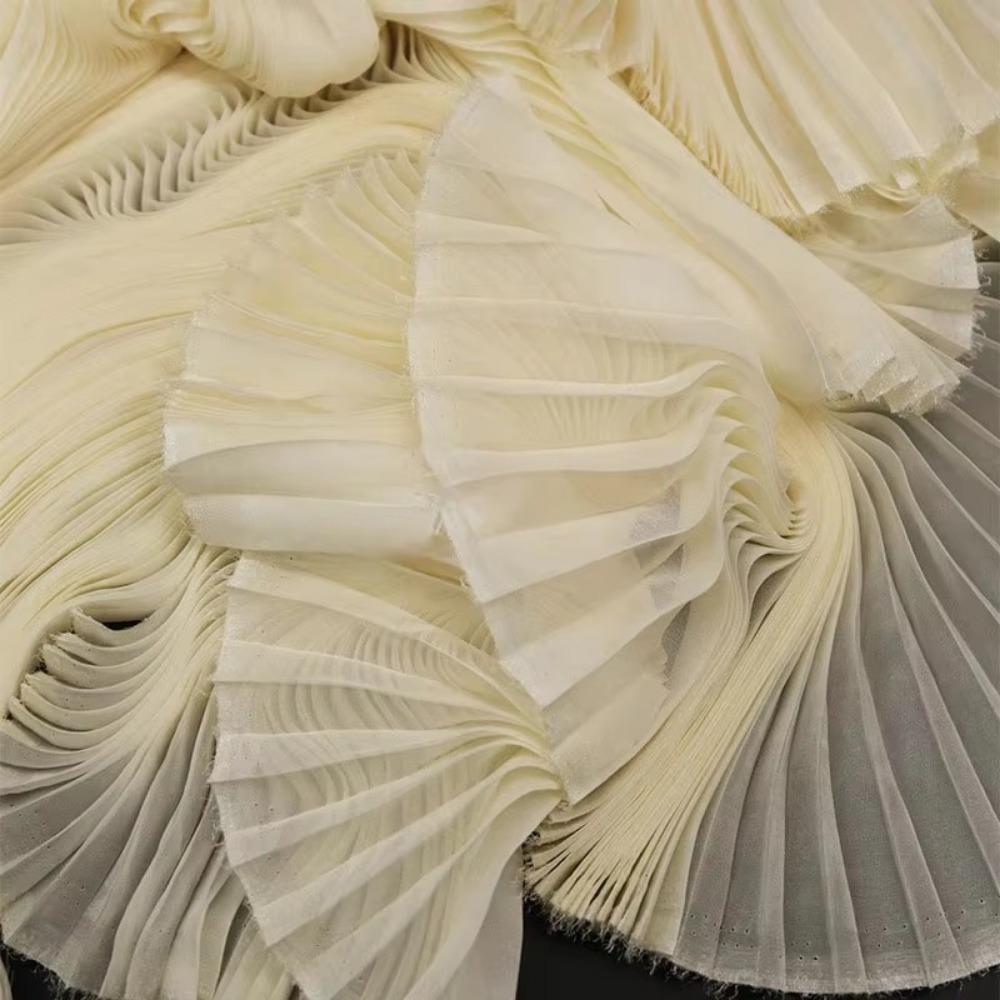 Light Chiffon Wrinkled Cloth Fabric 1 Yard DIY Material New Pleated Organza Fabric  Cloth Sewing