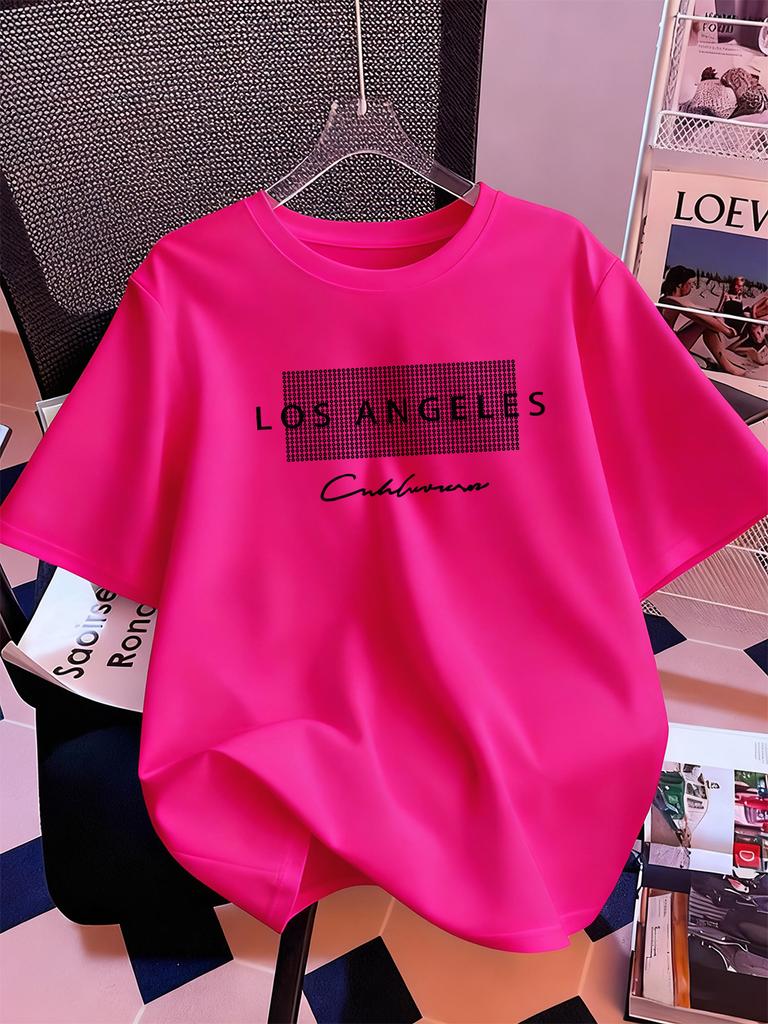 Los Angeles California Usa Prints Short Sleeve TShirts Womens Summer Cotton Tee Shirts Loose ONeck Soft Tops Street Clothes