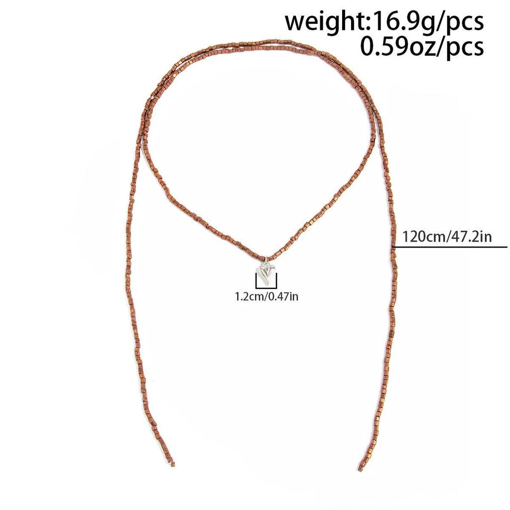 Salircon Sexy Gold Color Heart Pendant Necklace Women Adjustable  Irregular Bead Choker Sweater Chain DIY Neck Jewelry Accessory