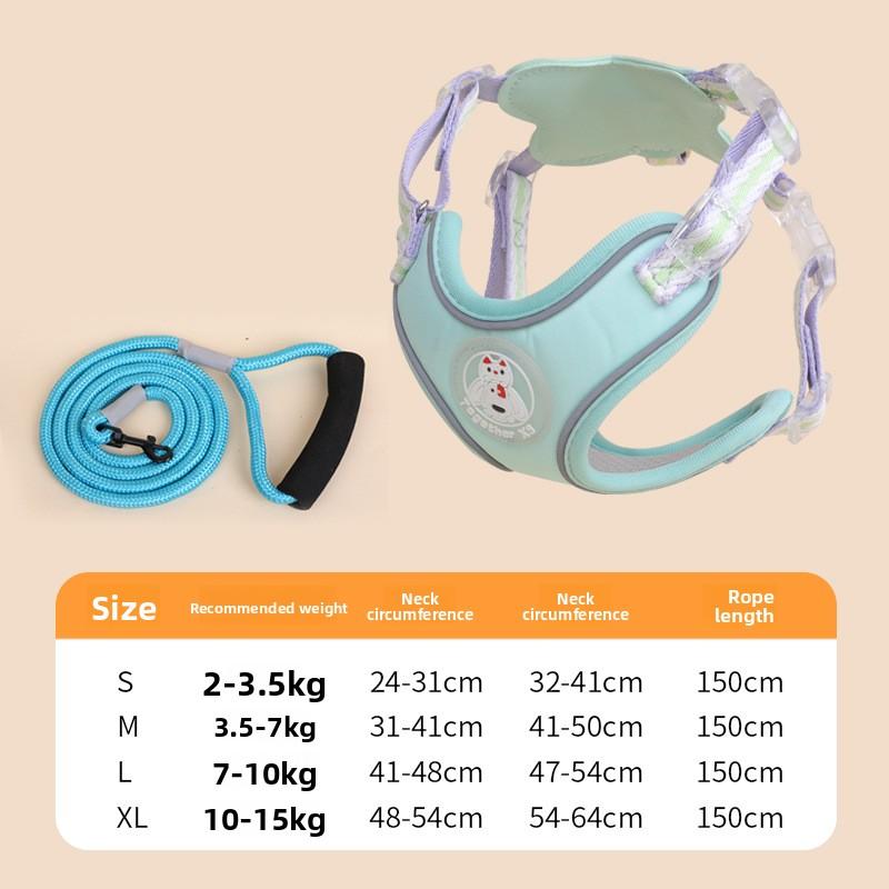 

Dog Leash, Chest and Back Garment Leash, Pet Puppy Chest and Back Strap, Dog Walking Leash S зелёный