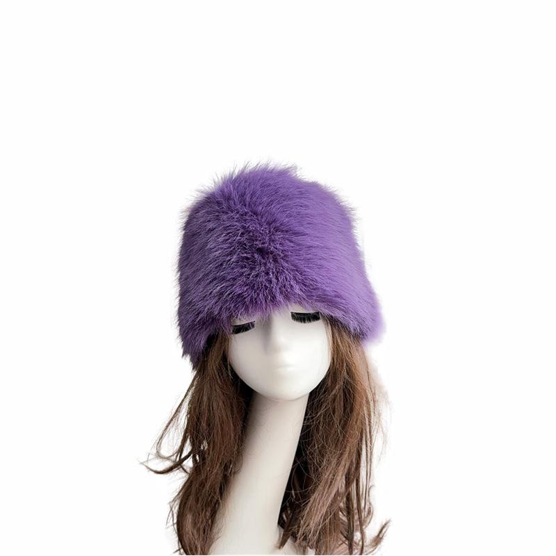 Warm Plush Fisherman Caps Solid Color Faux Fox Fur Basin Hat Autumn Imitation Fur Bucket Cap