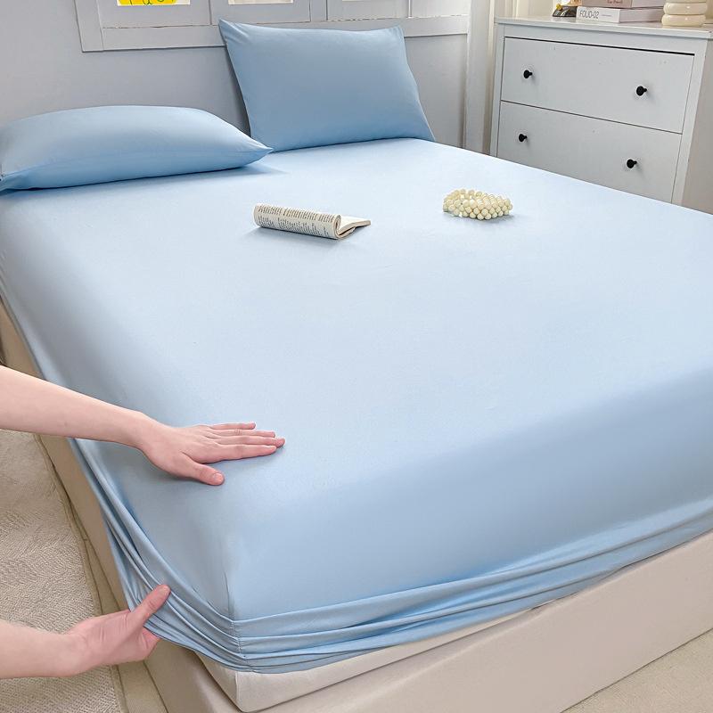 90/120/150/180/200 Fitted Bed Sheet With Elastic Band Solid Color Mattress Covers Protector Single Double King Beds Linen Becover