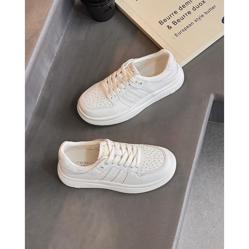 Leather flat-bottomed versatile little white shoes women's new spring thick-soled retro soft-soled casual board shoes