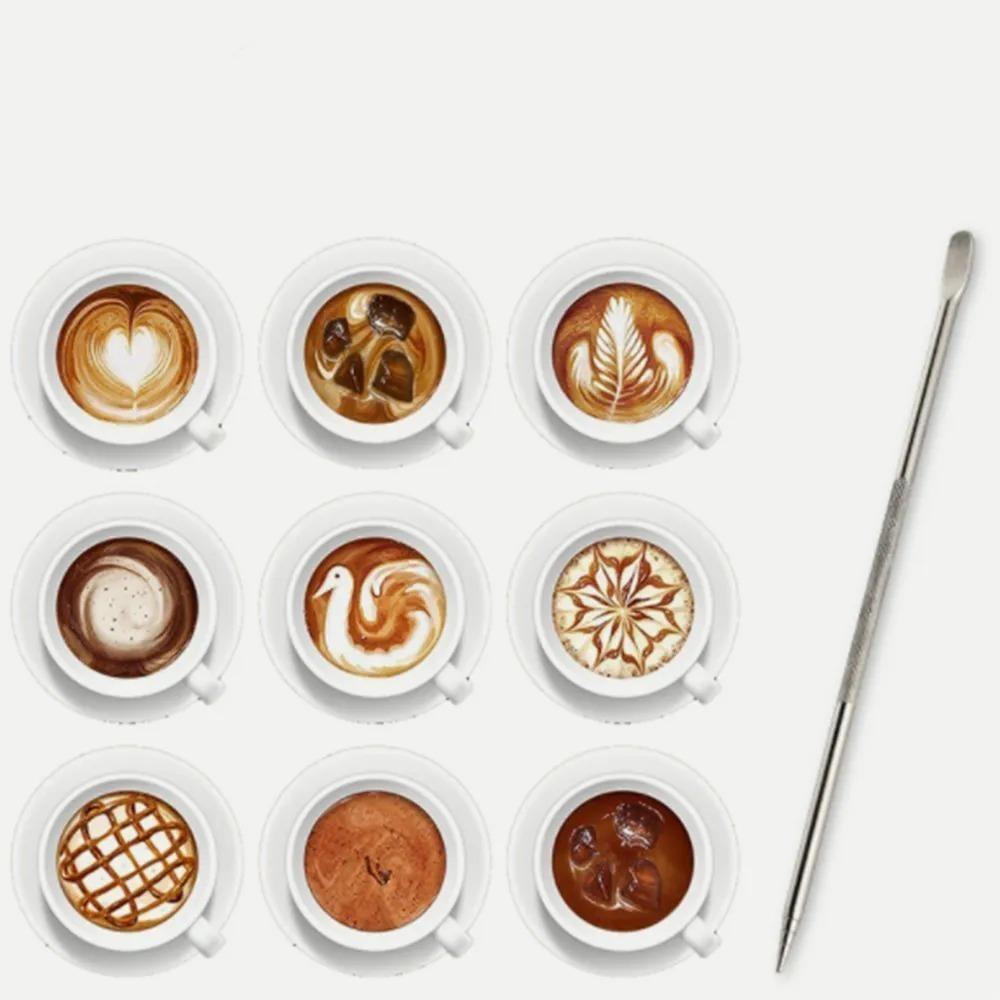 With Box Coffee Art Needles with Wood Handle Espresso Accessory Coffee Latte Art Pen Cappuccino