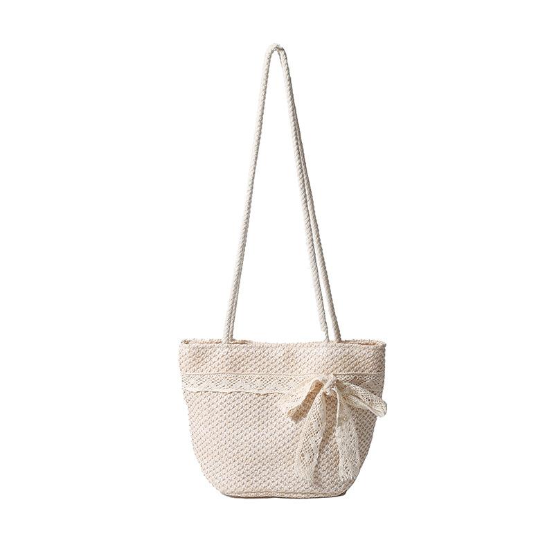 Fashion hand-woven shoulder bag, new large-capacity bag, female tote vacation beach niche bucket straw bag