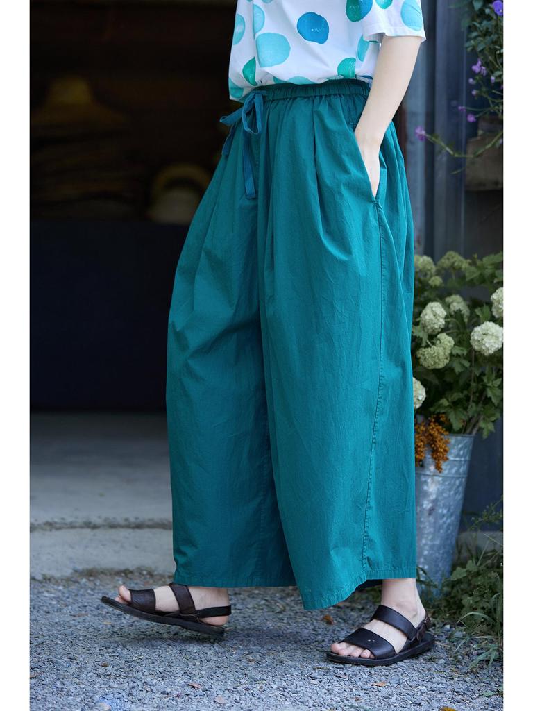 Women's Summer Lightweight Retro Blue Cotton Carrot Pants