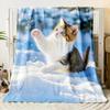 Cute Animal Theme Cats Dogs Lover Flannel Blanket Gifts Soft Warm Thin Blankets for Sofa Bed Car Camping All Season Customizable