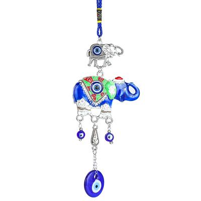 African Elephants Ganesha Animal Nazar Boncuğu Turkish Blue Devil Eye Metal Glass Wind Chime Jewelry Pendant Charm Hanging Decor