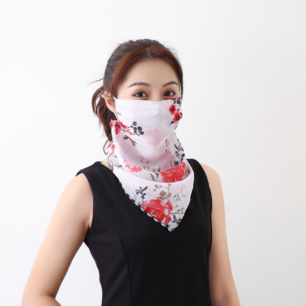 Anti-UV Sunscreen Face Mask Thin Sleeves Breathable Half Face Cover Summer Chiffon Mask Sleeves Set Cycling Bike Motorcycle