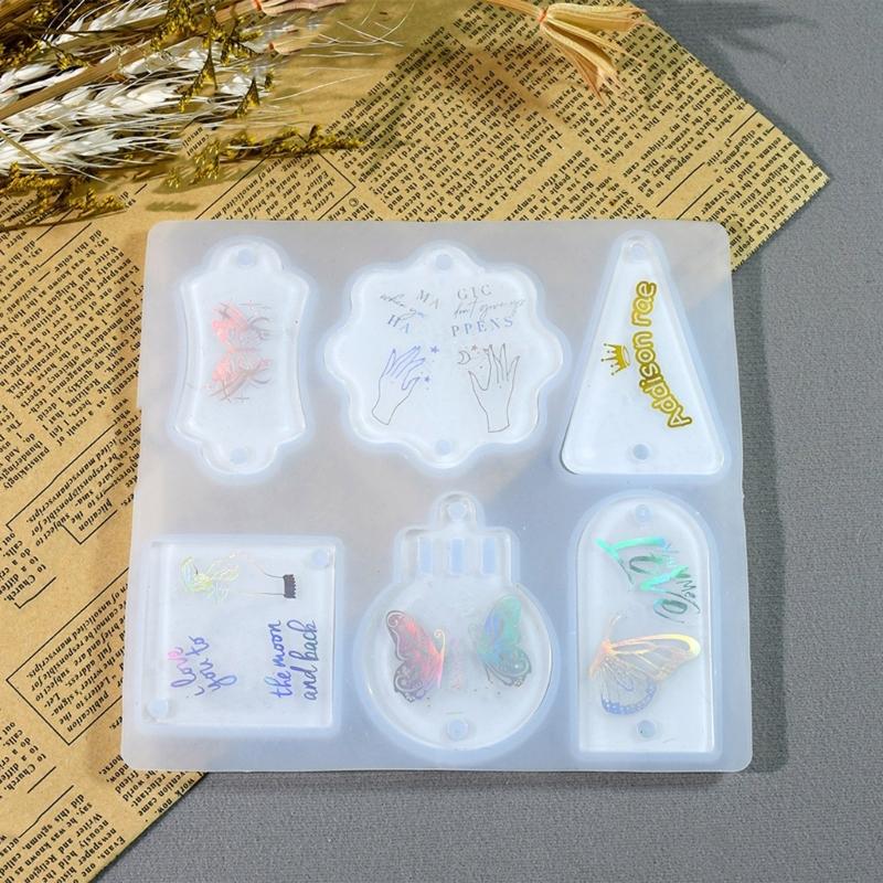 6 Cavities Pendant Silicone Molds for Pendant Earrings Necklace Keychain Mold Resin Molds Jewelry DIYs Casting Mold Craft
