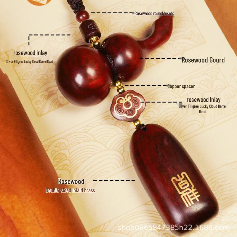 

Sandalwood Gourd Car Pendant: High-End Amulet for Peace and Safety, Rearview Mirror Ornament. Single Piece