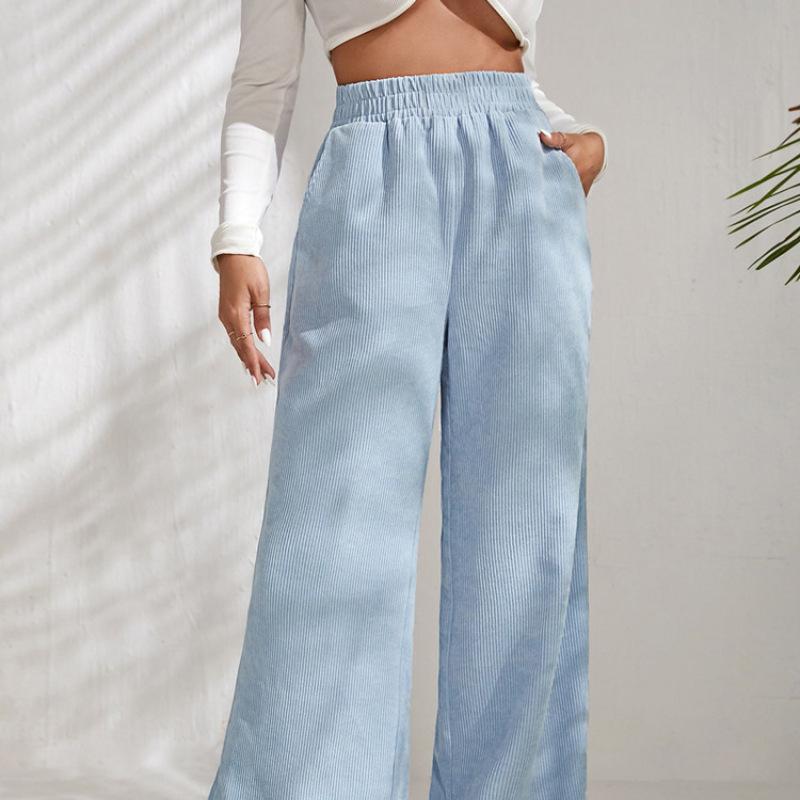 2026 New High-Waist Corduroy Pants, Women's Split Hem & Color Block Casual Trousers for Autumn Winter