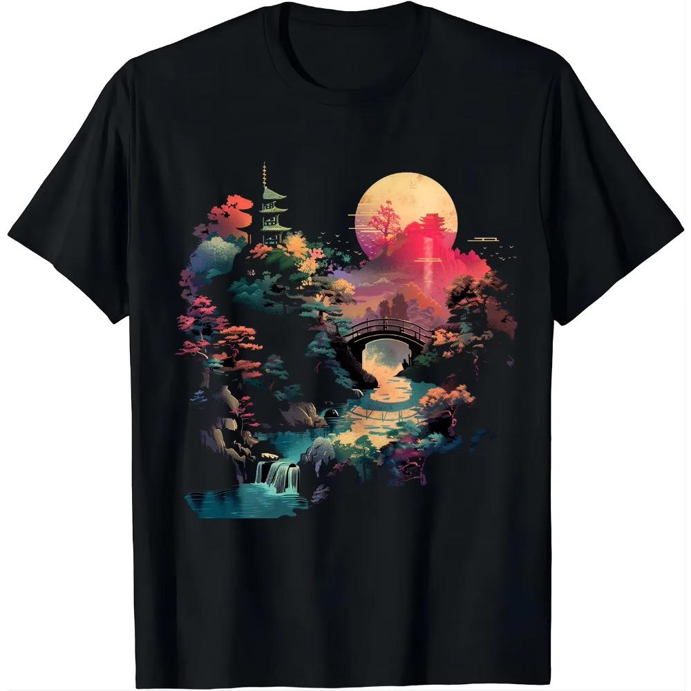 

Retro Style Tshirts Serene Asian Landscape Tee Explore The Magical Orient Unisex Style Shirts for Women Men Clothing Streetwear XXXXXL чёрный