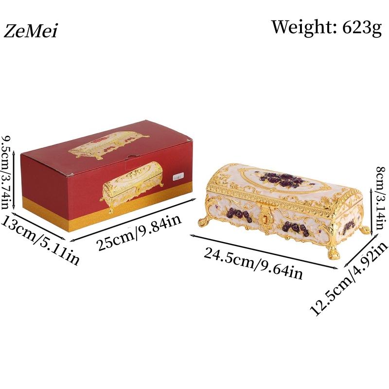 Retro Bracelet Storage Box Jewelry Organizer,Card Storage Box Style Alloy Necklace Ring Storage Jar Dresser Display Couple Gifts