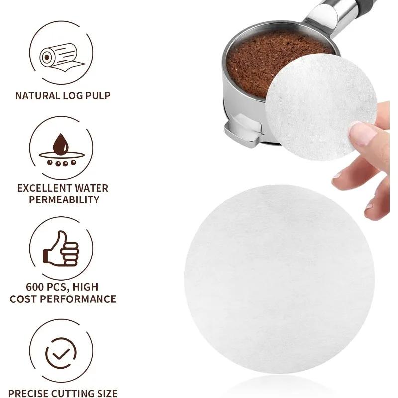 500/1000 Pcs Coffee Paper Filter for Espresso Coffee Maker,Unbleached Espresso Filter Puck Screen  , coffee accessories