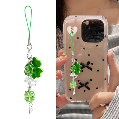 Phone Chain Unique Keyring Four Leaf Clover Phone Pendant Bag Charm Bag Pendant Present for Fashionable Individuals