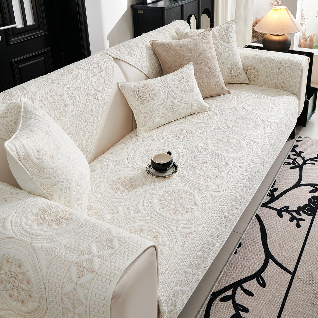 Embossed Sofa Cushion, Pet-Proof Anti-Slip Wear-Resistant Sofa Cover, All-Season Machine-Washable for 2 To 4-Seater L-Shaped Corner Sofas