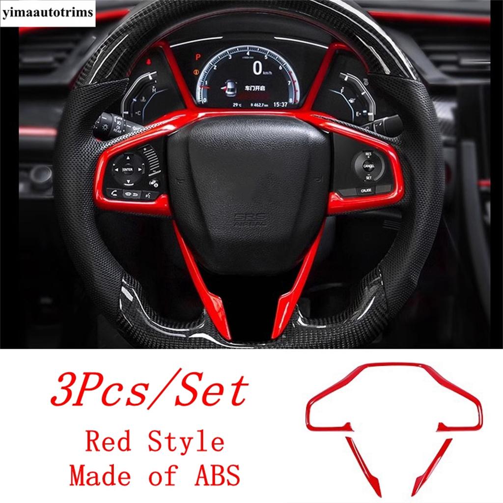 

Steering Wheel Button Frame Decoration Cover Trim For Honda Civic 2016 - & CRV 2017 - Red / Carbon Fiber Accessories Red Style