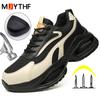 Fashion Women'S Safety Shoes Platform Sneakers Anti-Smash Anti Puncture Work Shoes Security Protective Steel Toe Shoes Couple