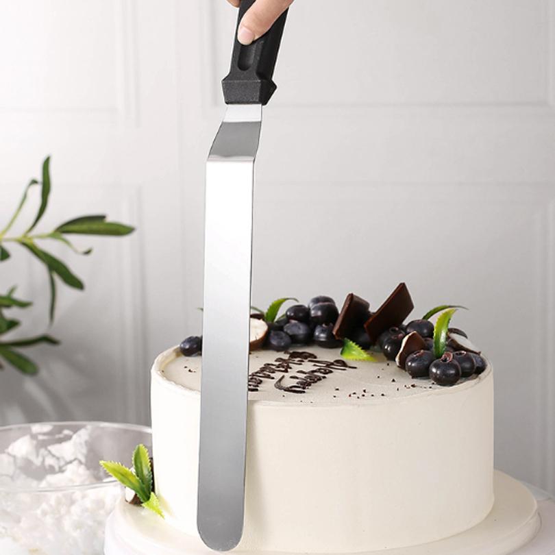 Stainless Steel 6 8 10 Inch Angled Offset Spatula Plastic Handle Thickened Curved Frosting Tool Professional Baker