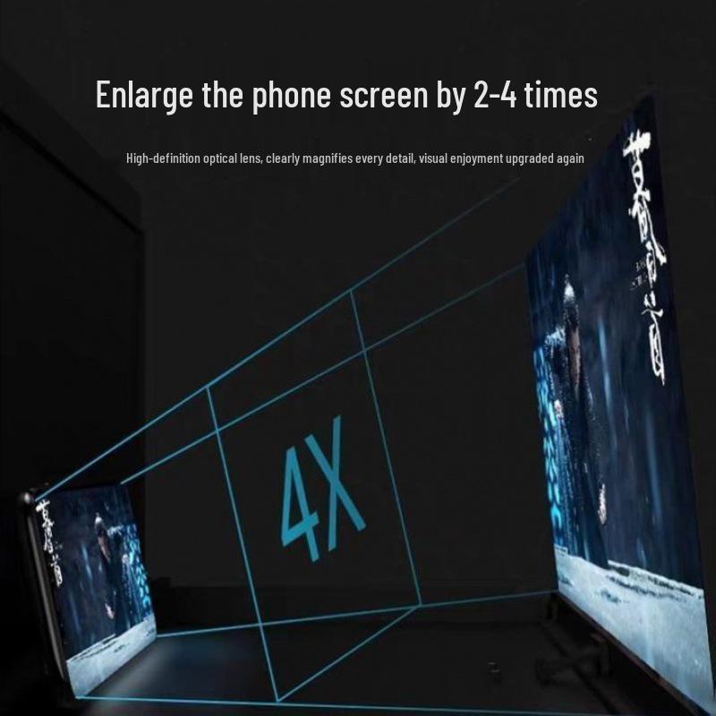 Ultra Clear Mobile Phone Screen Magnifier: 4 Blue Light HD with Eye Protection, Vertical/Horizontal Projection, 6x Display Enhancement